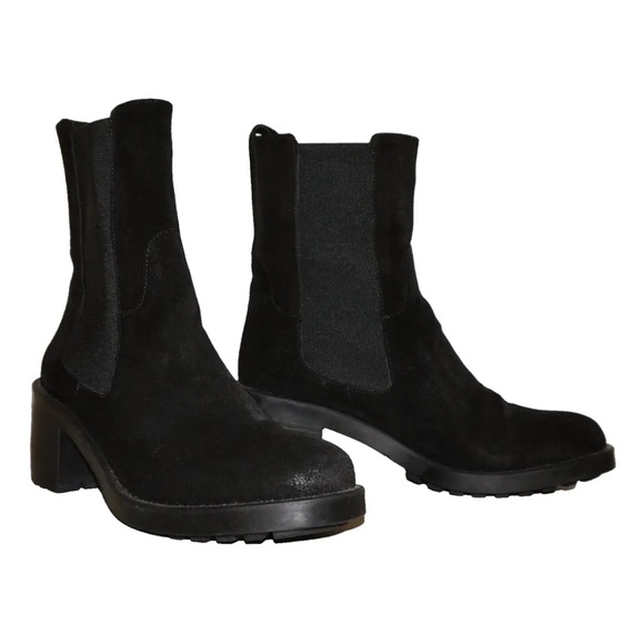 EMANUELE CRASTO Black Suede Leather Chelsea Lug Sole Boots EU 39=8.5-9 - Picture 8 of 14